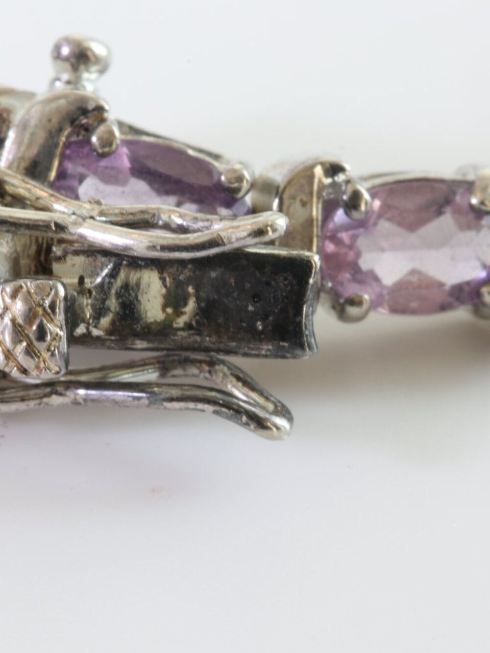 Vintage HAN Thai 925 Sterling Silver Amethyst Tennis Bracelet 7.5" - Picture 15 of 17